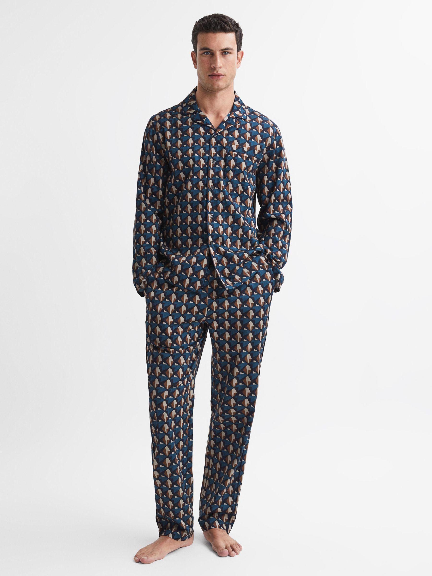 Cotton Printed Cuban Collar Pyjama Top in Multi Product Image