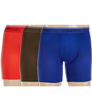 Men's Calvin Klein 3-Pack Microfiber Stretch Boxer Briefs, Size: 2XL, Black Convoy Red Gala Product Image