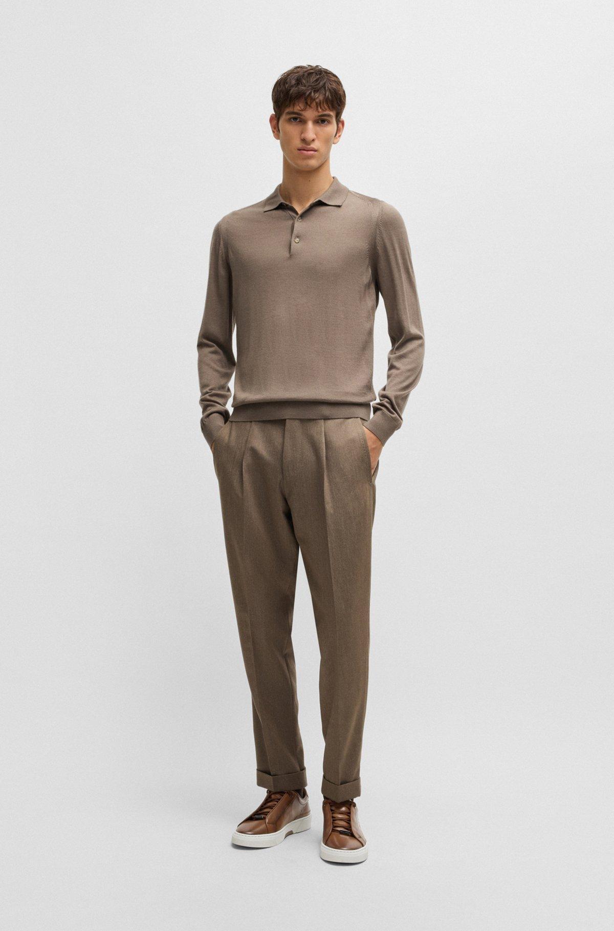 BOSS - Gary low-top trainers in burnished leather - Brown Product Image