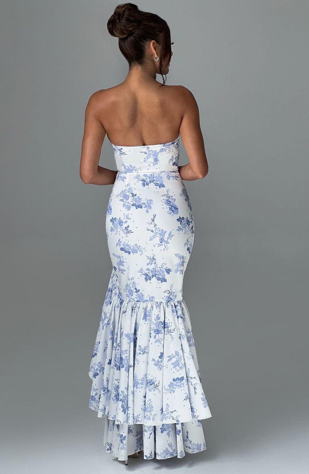Angelina Maxi Dress - Blue Floral Print Product Image
