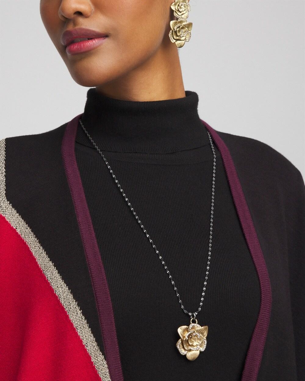 Gold Tone Flower Pendant Necklace   Chico's - Gold - Women Product Image