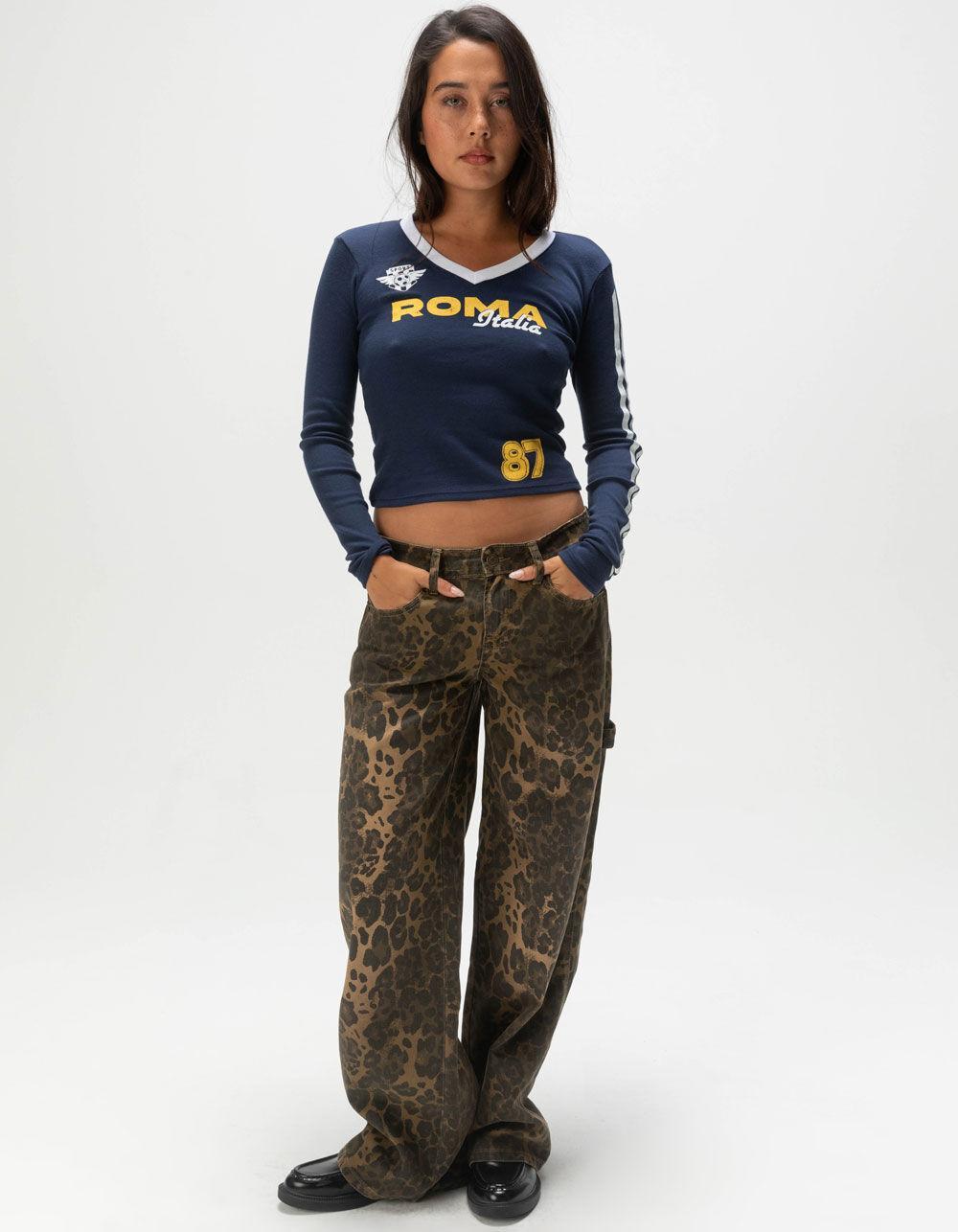RSQ Womens Roma Long Sleeve Baby Tee - NAVY Product Image