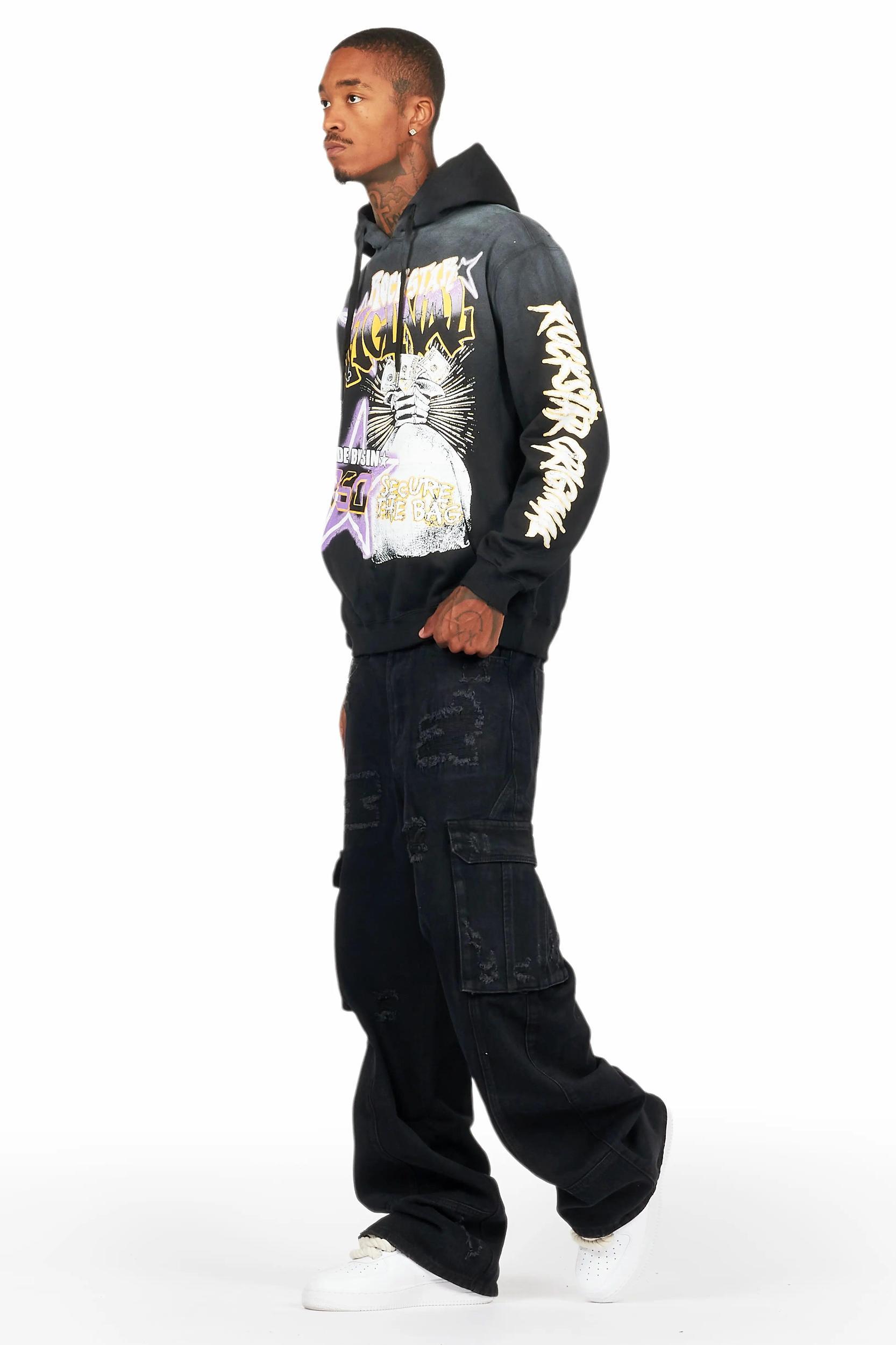 Nand Jet Black Baggy Cargo Jean Male Product Image