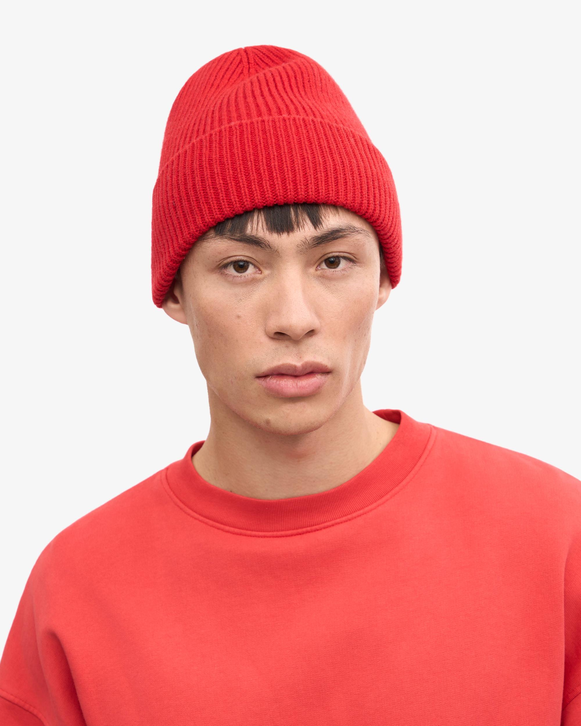 Merino Wool Beanie - Scarlet Red Product Image