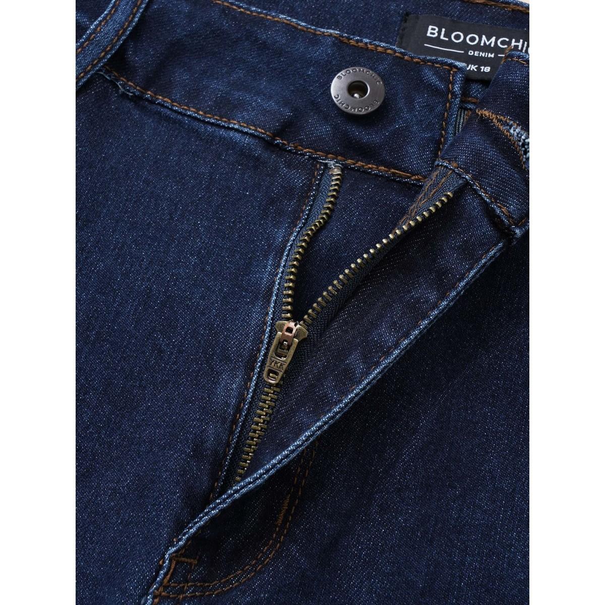 Plus Size Very Stretchy High Rise Dark Wash Cropped Jeans Women DarkBlue Casual Plain High stretch Slanted pocket Jeans BloomChic 26/4X Product Image