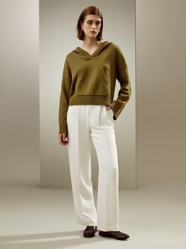 Cropped Wool-Cashmere Blend Hoodie Product Image