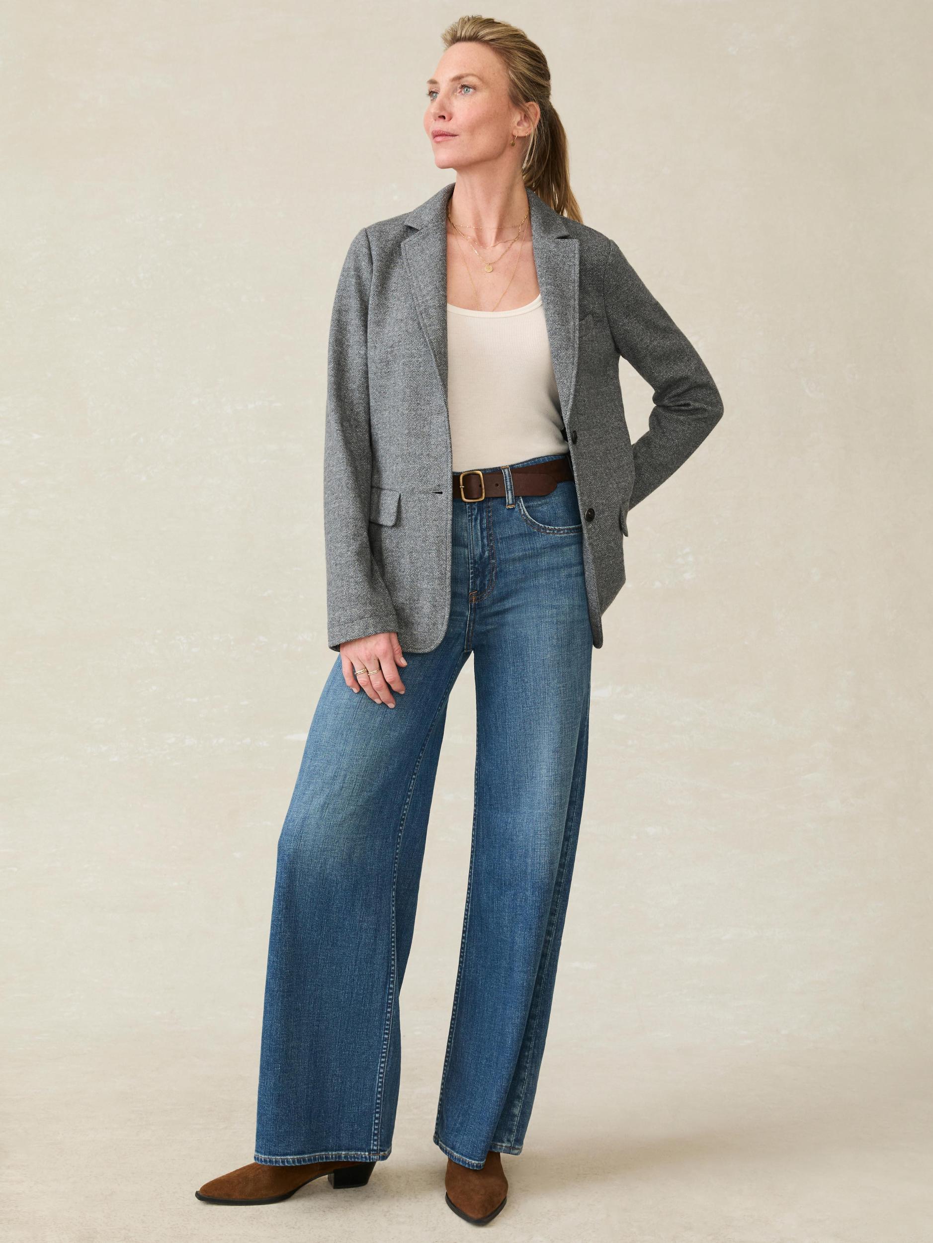 Inlet Knit Tweed Blazer - Steel Rock Herringbone Female Product Image