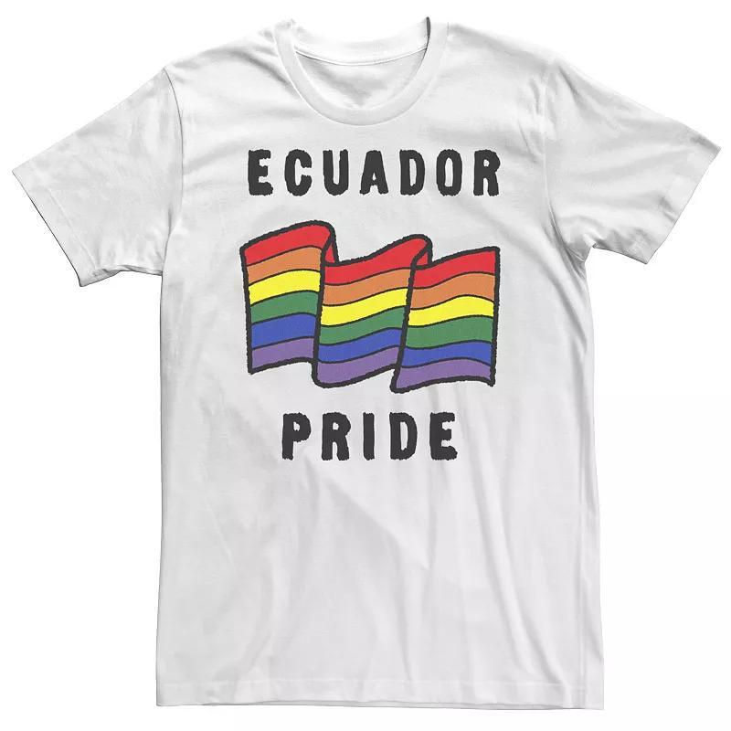 Big & Tall Ecuador Pride Rainbow Flag Tee, Men's, Size: 5XL, White Product Image