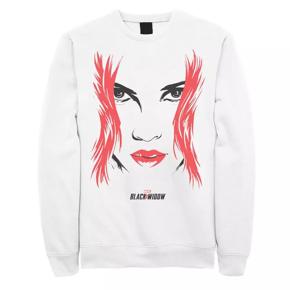 Men's Marvel Black Widow Big Face Sweatshirt, Size: Medium, White Product Image