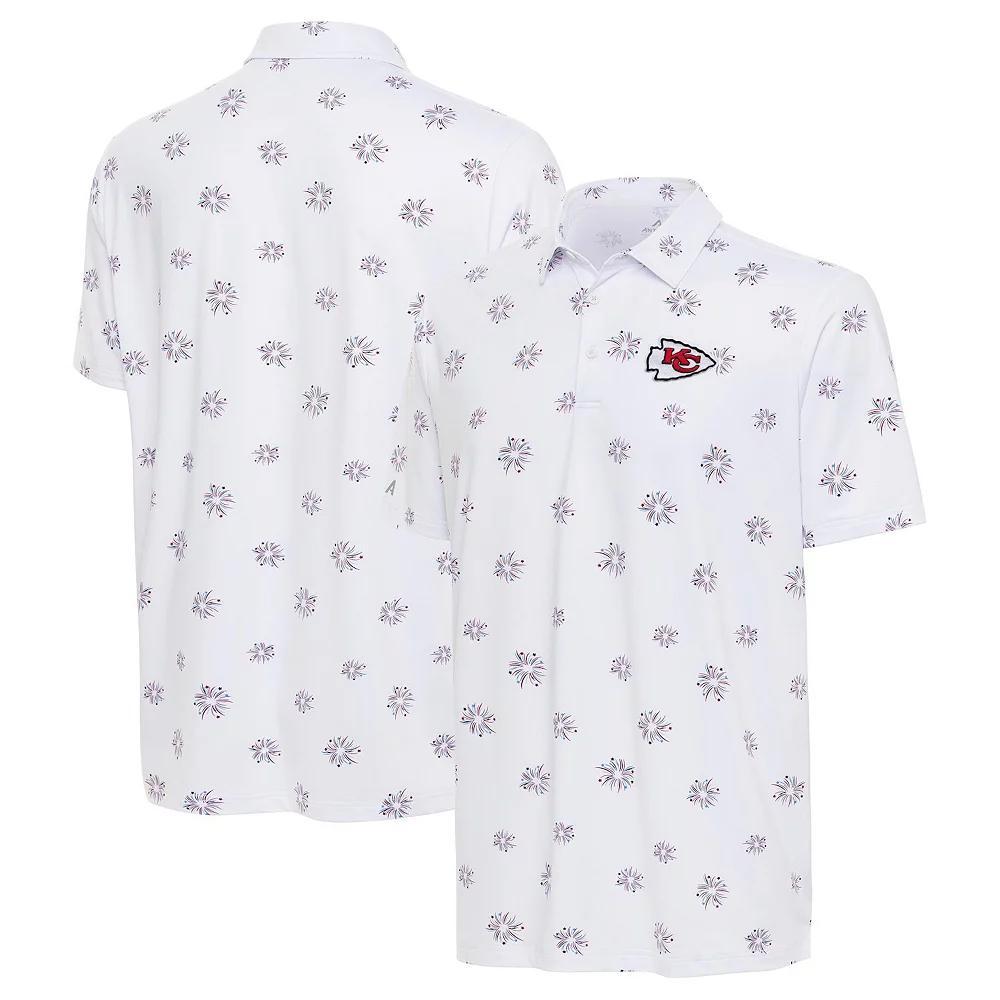 Men's Antigua White Kansas City Chiefs Fireworks Polo, Size: Large Product Image