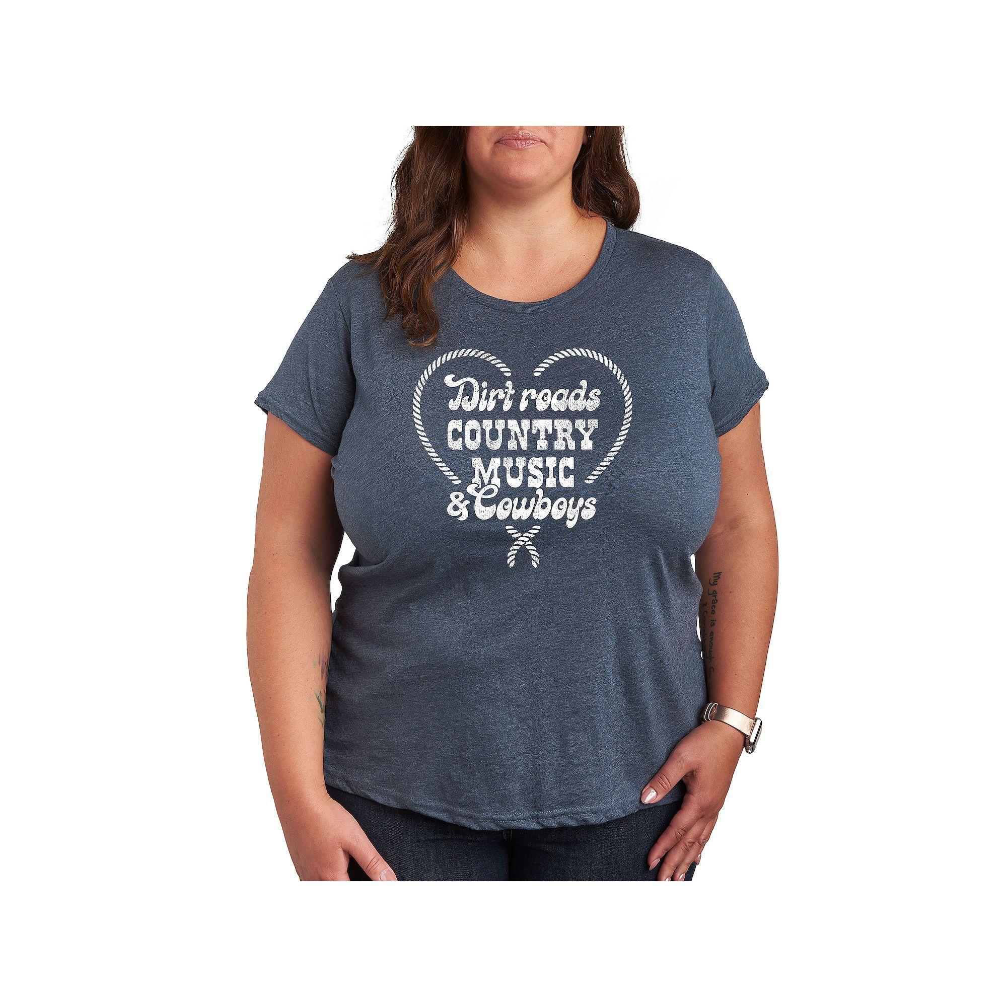 Plus Country Music Cowboys Graphic Tee, Womens Grey Blue Product Image