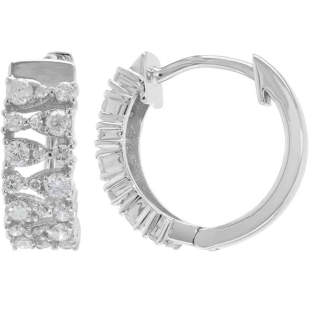 Luxle 14k White Gold 1/2 Carat T.W. Diamond Hoop Earrings, Women's Product Image
