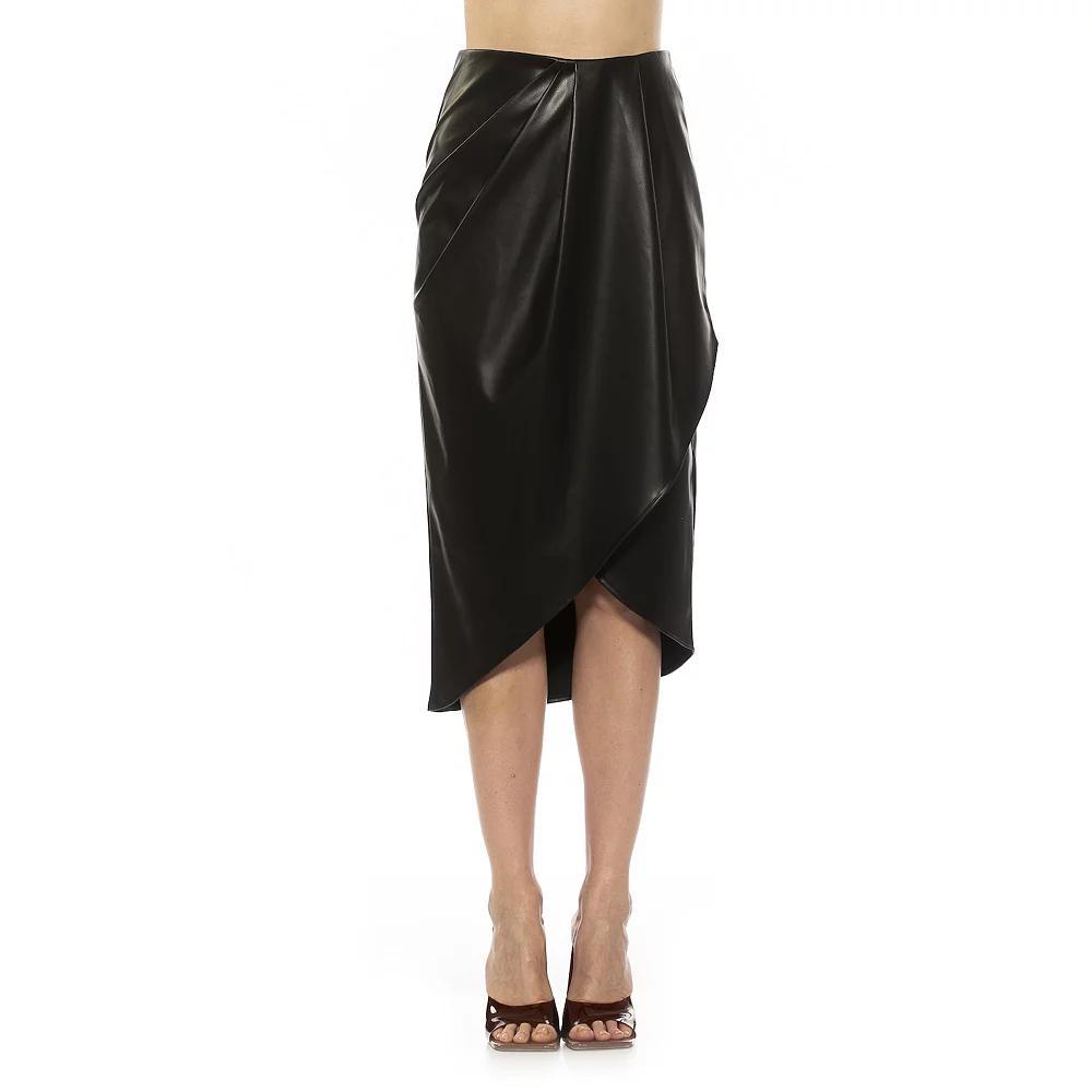 Women's ALEXIA ADMOR Kai Draped Midi Length Skirt, Size: 12, Black Product Image