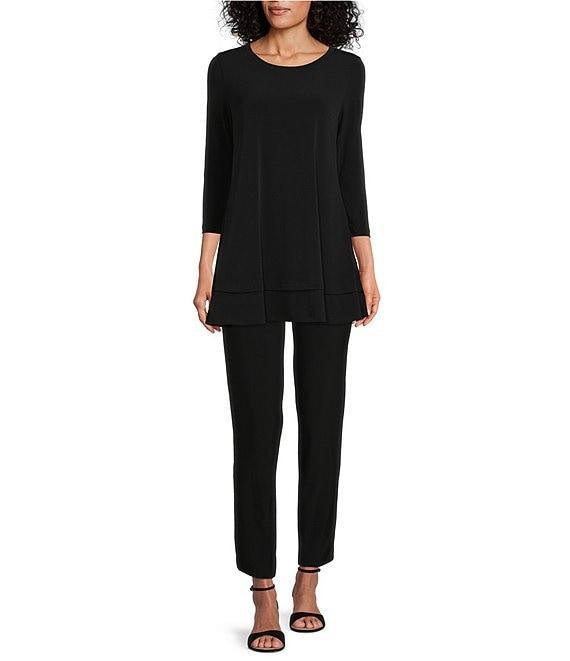 IC Collection Round Neck 3/4 Sleeve Knit Jersey Layered Tunic Product Image
