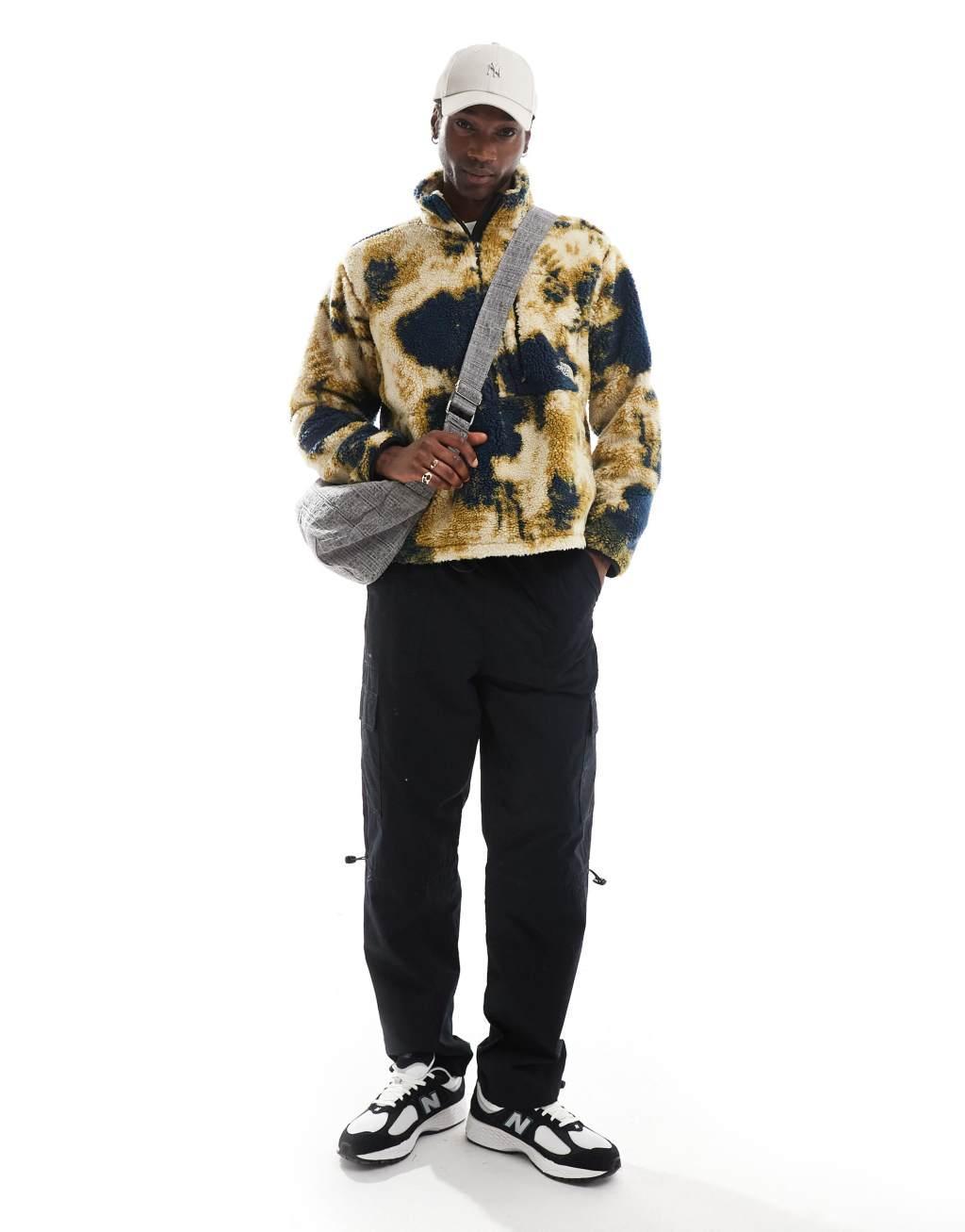 The North Face M66 extreme pile fleece quarter zip jacket in bleach dye print Product Image
