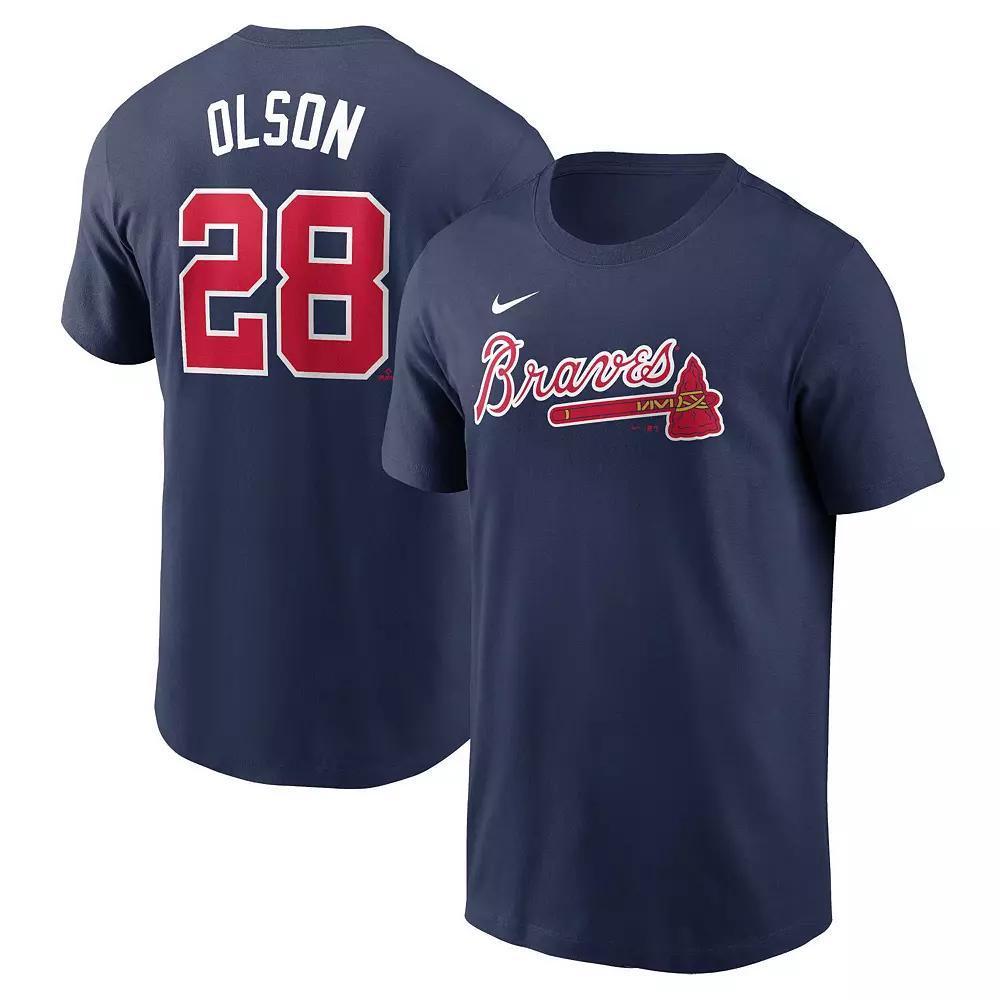 Men's Nike Matt Olson Navy Atlanta Braves Fuse Name & Number T-Shirt, Size: Medium, Blue Product Image