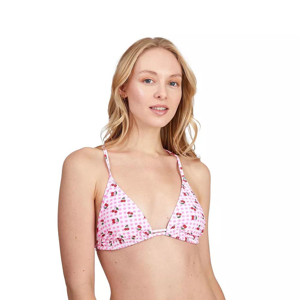 Juniors' Cyn & Luca Cherries Tess Triangle Bikini Top, Women's, Size: Small, Pink Product Image