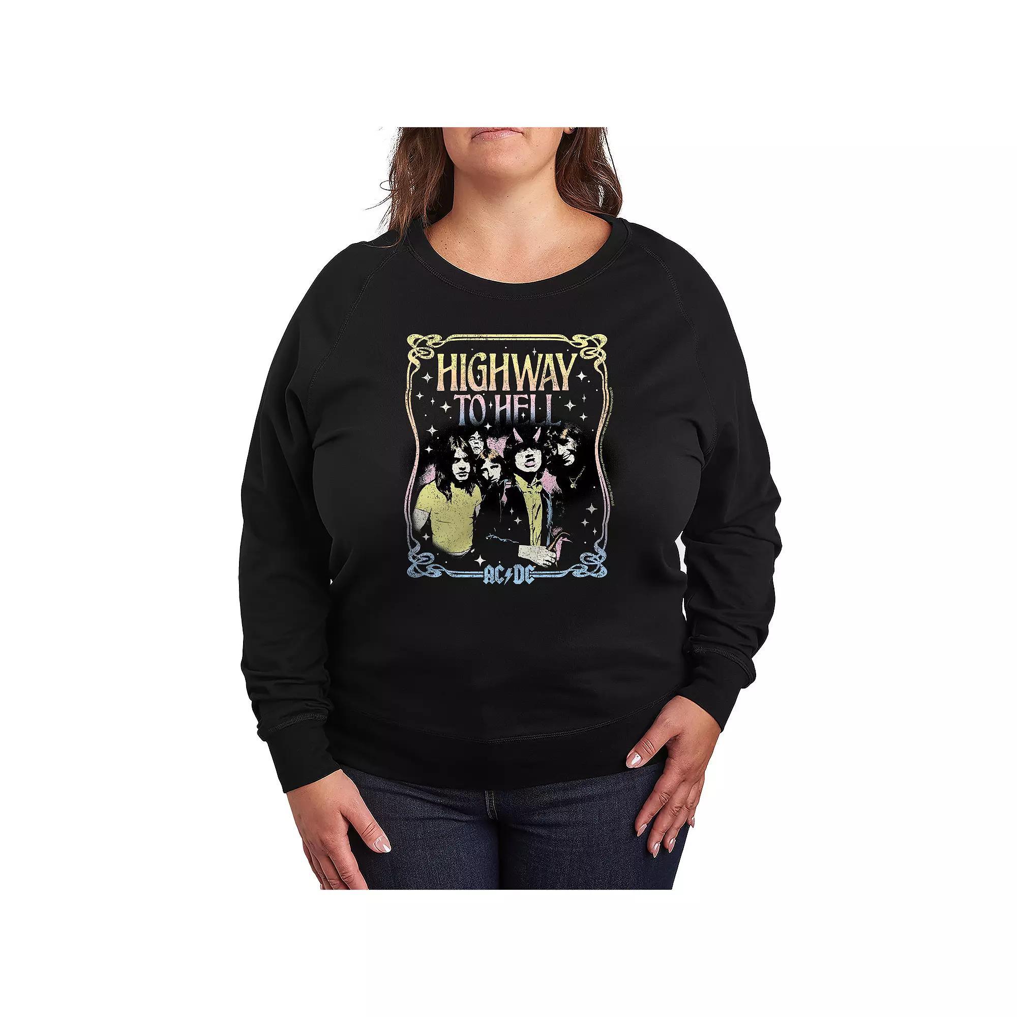 Plus Size ACDC Highway To Hell French Terry Long Sleeve Tee, Womens Product Image