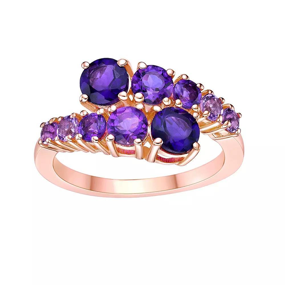 Gemminded 18k Rose Gold Over Sterling Silver Amethyst Ring, Women's, Size: 7, Pink Tone Product Image