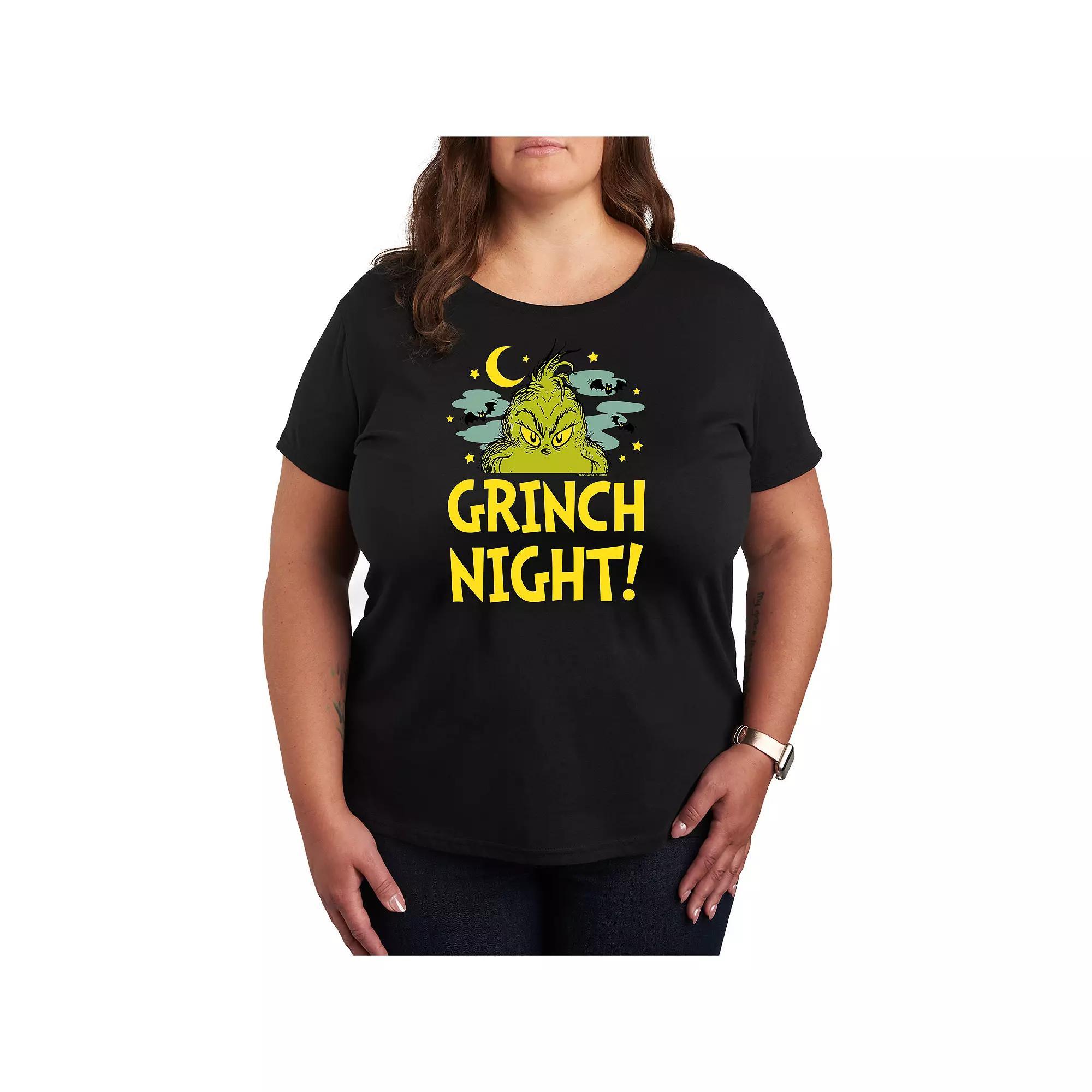 Plus Size Dr. Seuss Grinch Night Halloween Graphic Tee, Womens Blue Product Image