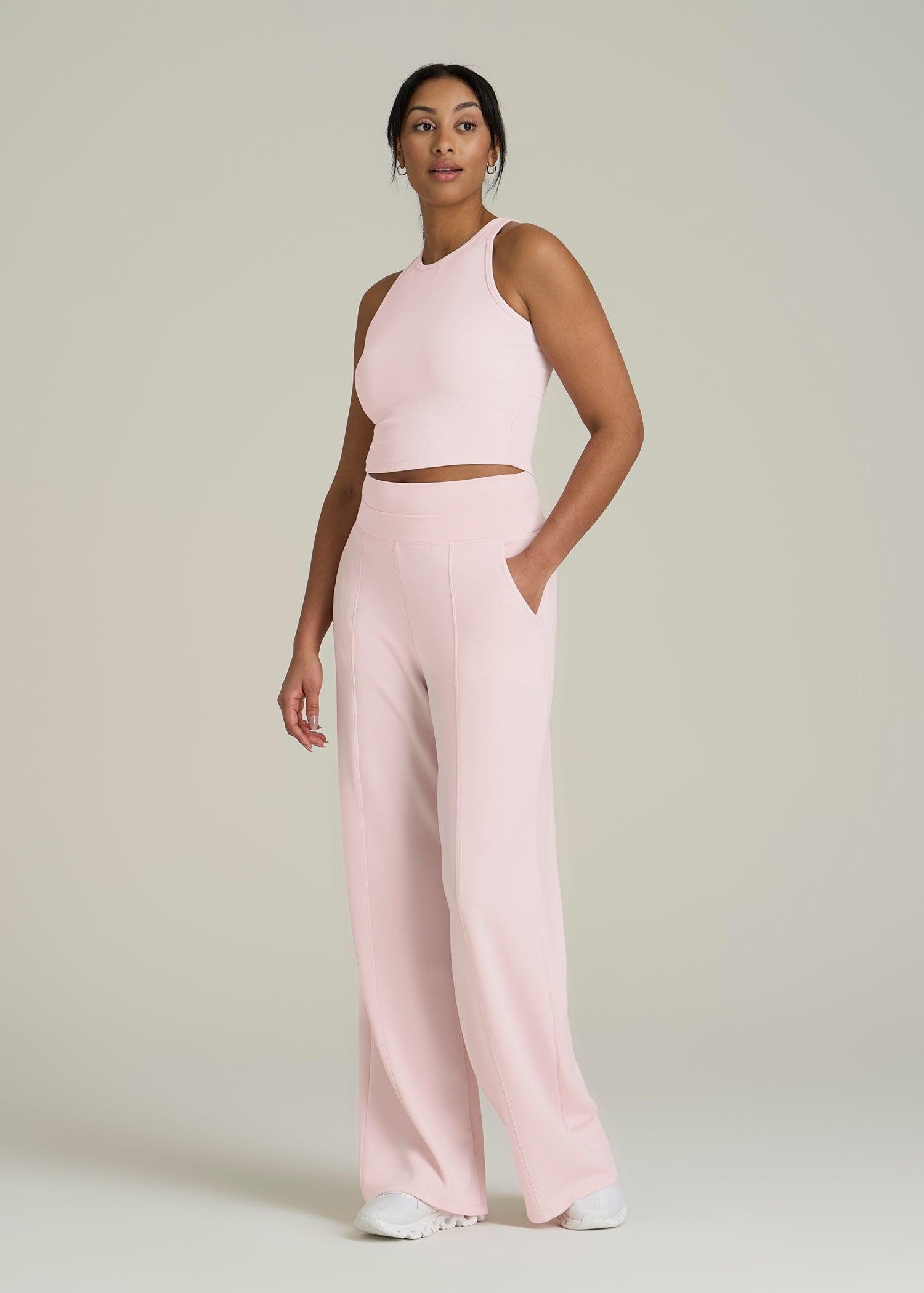 Soft Motion Wide Leg Ultra High Rise Pant for Tall Women in Barely Pink Product Image