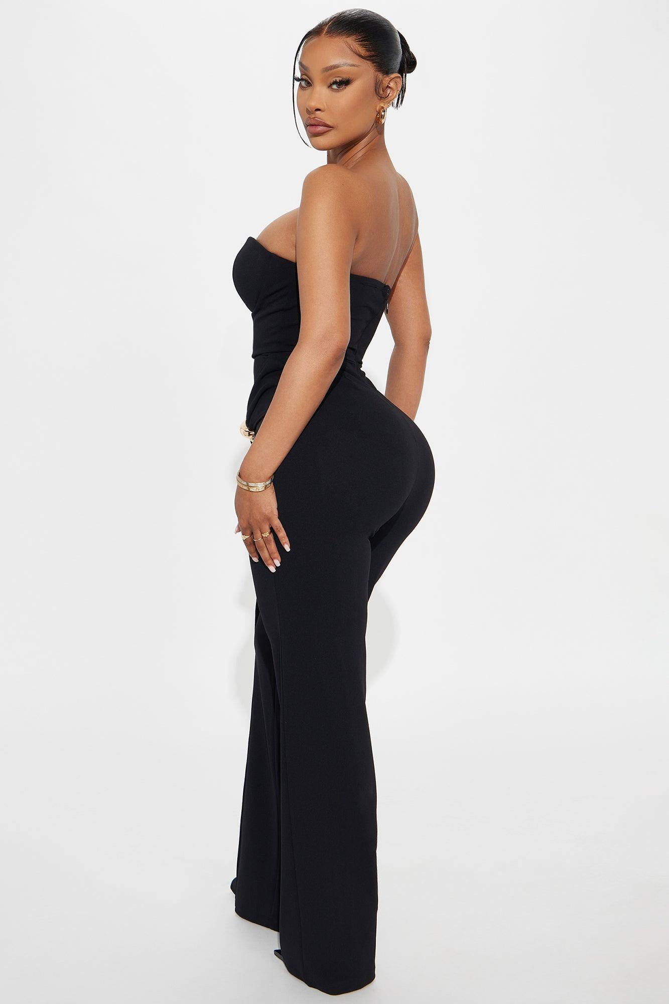 Have It All Draped Strapless Jumpsuit - Black Product Image