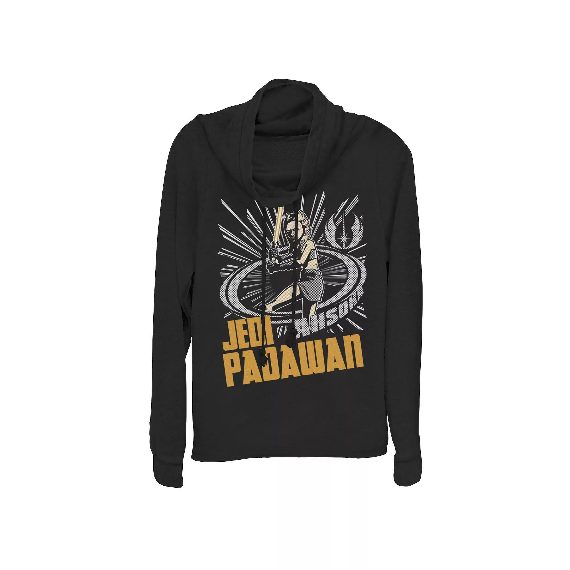 Juniors' Star Wars: Clone Wars Jedi Padawan Ahsoka Cowlneck Graphic Lightweight Long Sleeve, Girl's, Size: XS, Black Product Image