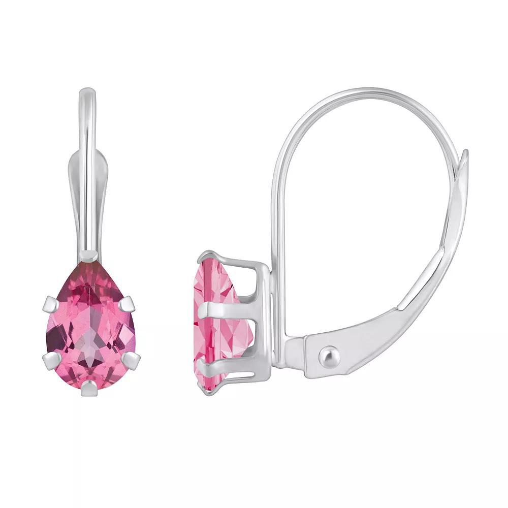 Celebration Gems 10k Gold Pear Shape Pink Topaz Leverback Earrings, Women's Product Image