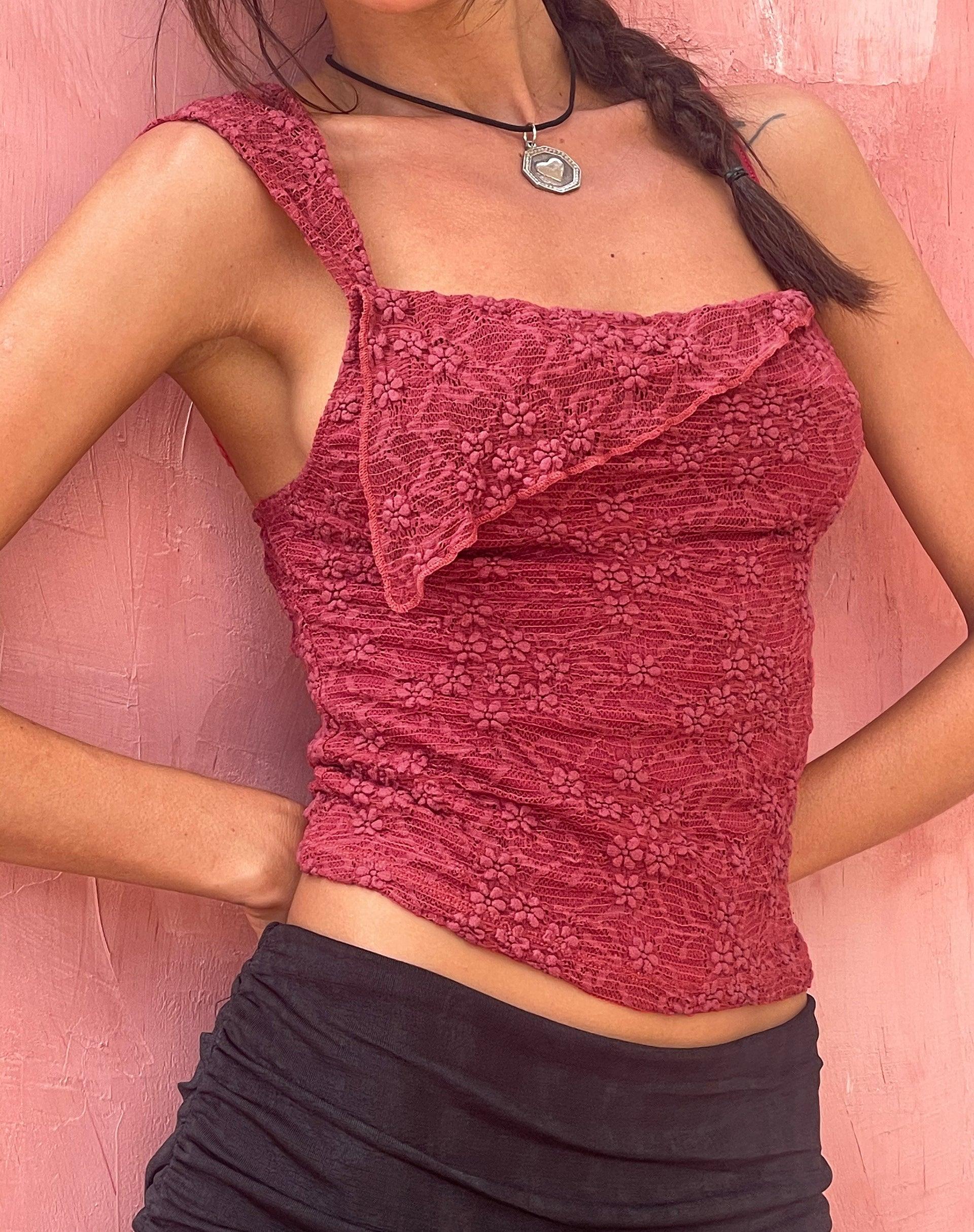 Sambu Lace Cami Top in Red Female Product Image