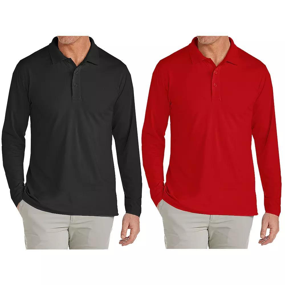 Men's JumpStart 2-Pack Modern Fit Long Sleeve Polo Shirt, Size: Small, Black Red Product Image