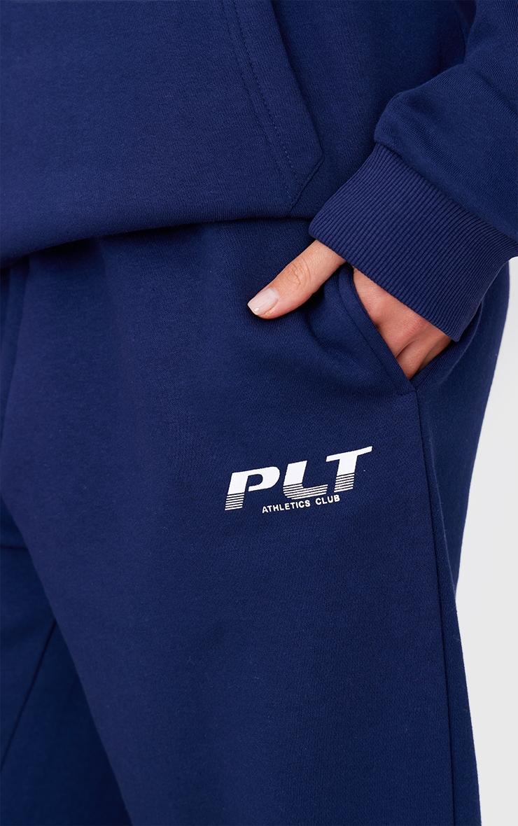 PRETTYLITTLETHING Tall Navy Logo Printed Wide Leg Sweatpants Product Image
