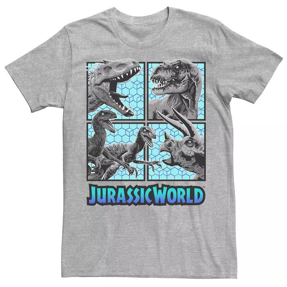 Men's Jurassic World Dinosaur Portrait Panel Tee, Size: XXL, Athletic Grey Product Image