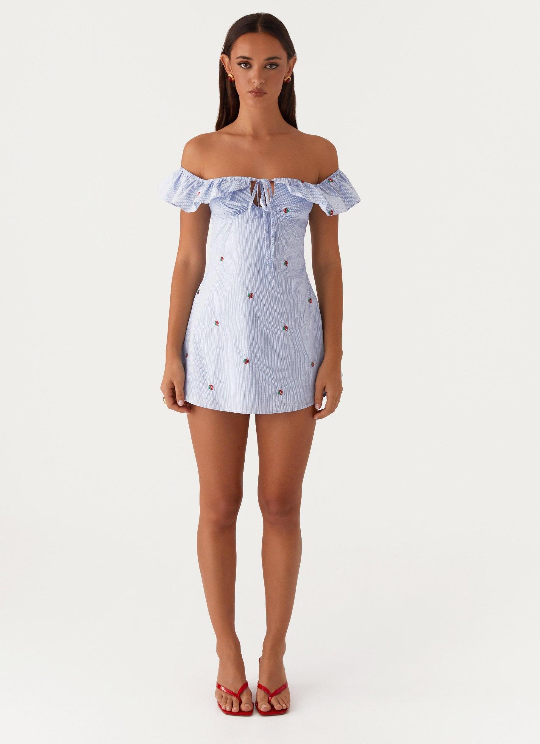 Texas Sun Linen Mini Dress - Blue Product Image