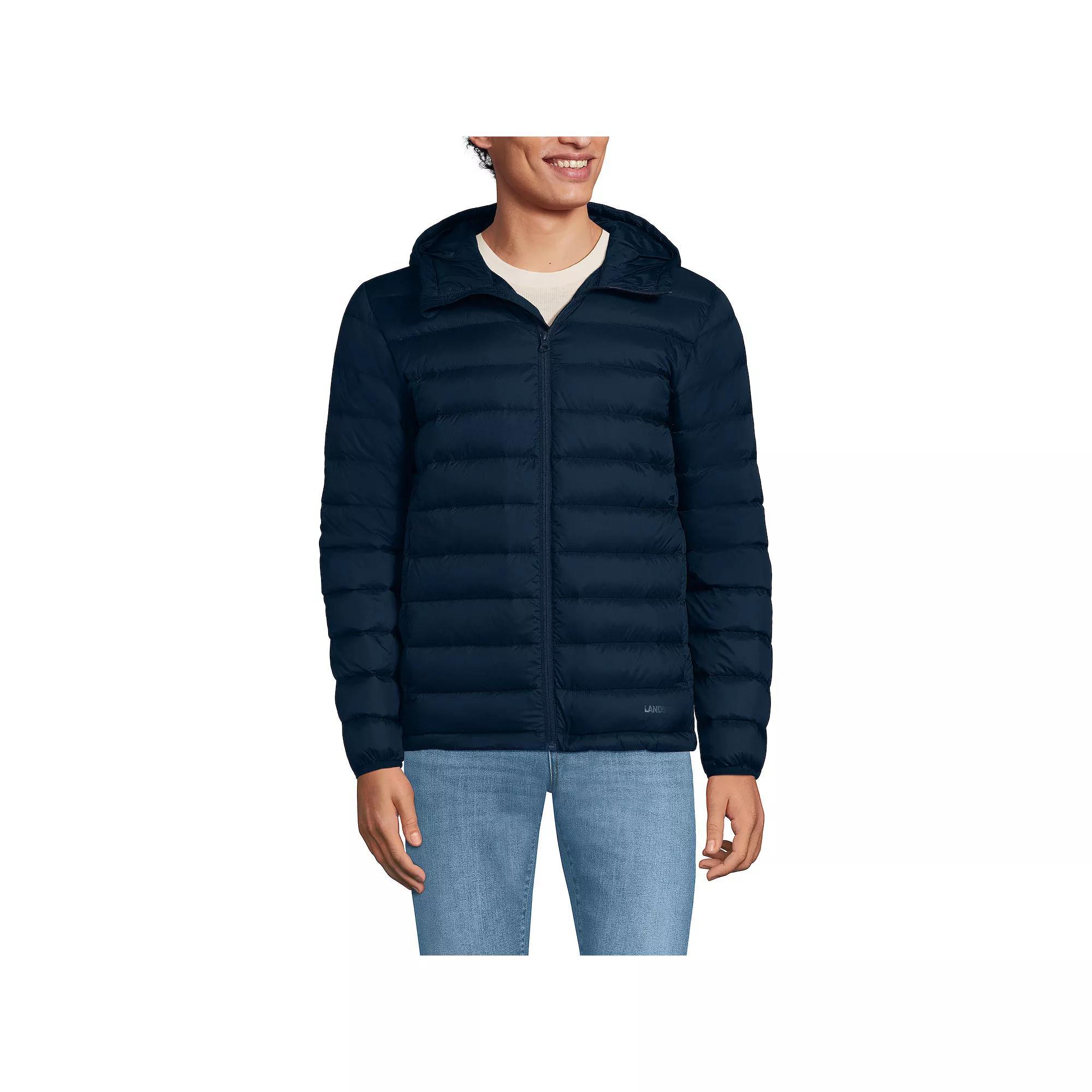 Men's Lands' End Hooded Wanderweight Down Jacket, Size: XXL, Radiant Blue Product Image