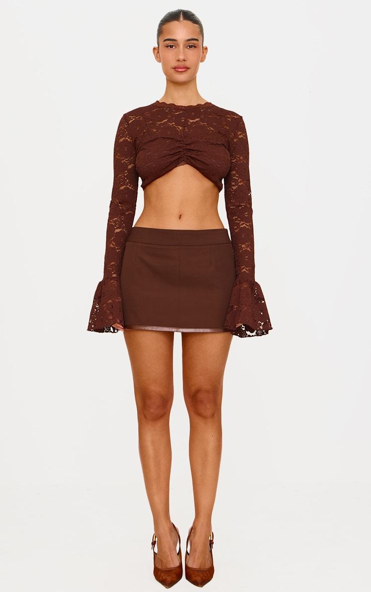  Chocolate Lace Extreme Crop Long Sleeved Top Product Image