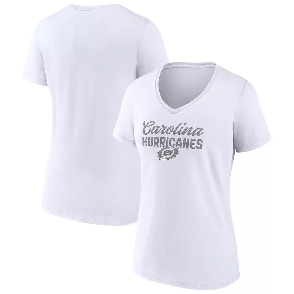 Women's Fanatics Carolina Hurricanes White Out V-Neck T-Shirt, Size: Small Product Image
