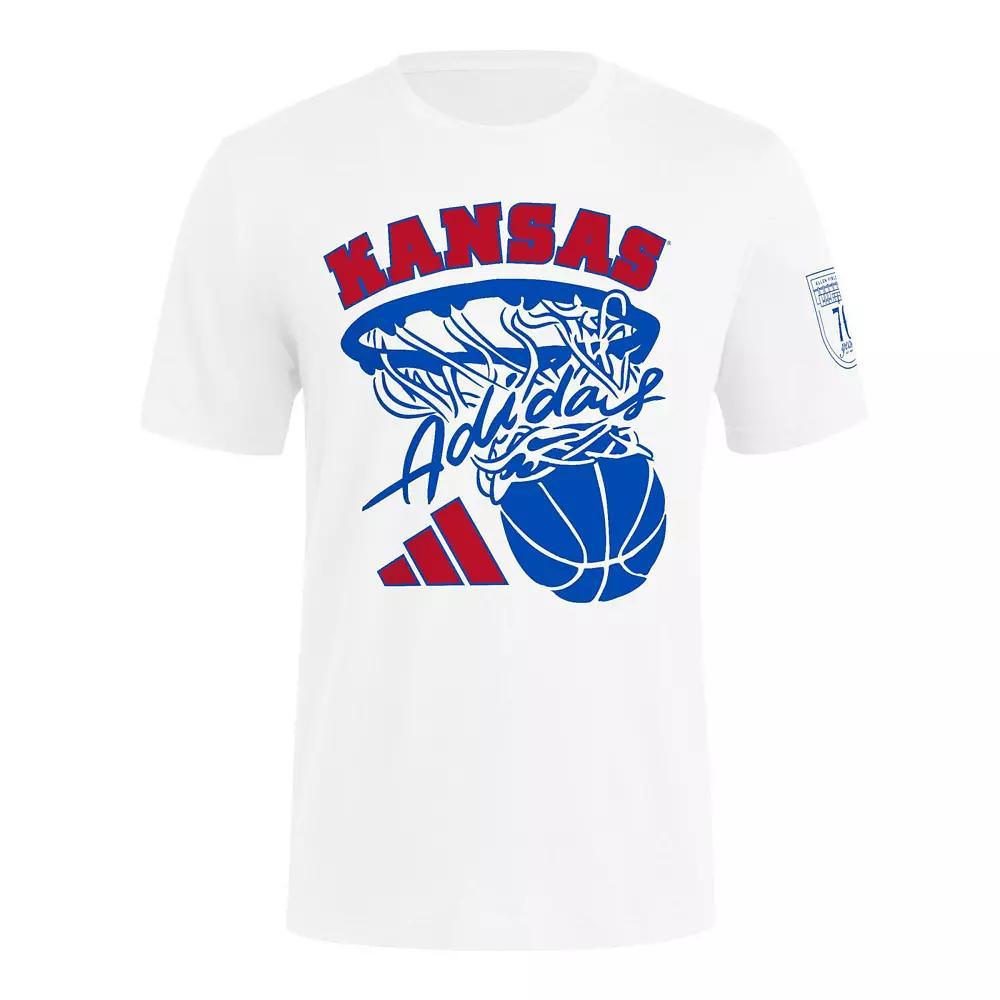 Men's adidas White Kansas Jayhawks 70th Anniversary Basketball T-Shirt, Size: XL Product Image