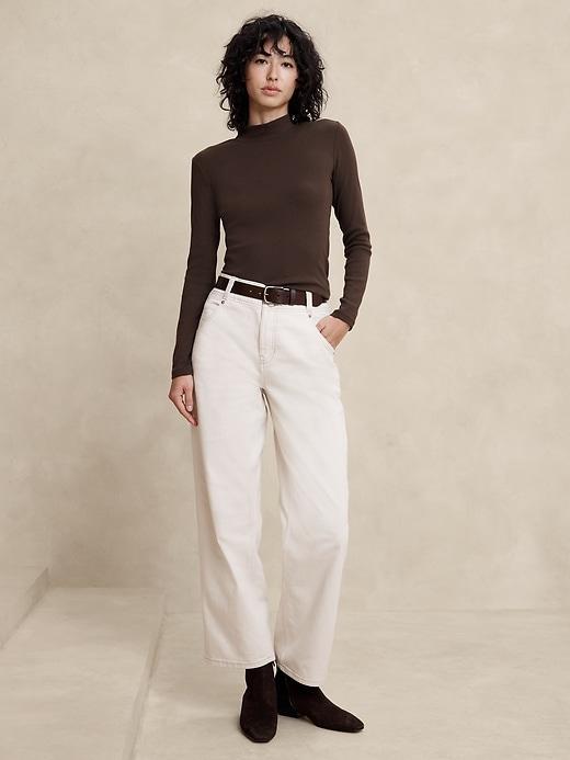 Ribbed Mock-Neck T-Shirt Product Image