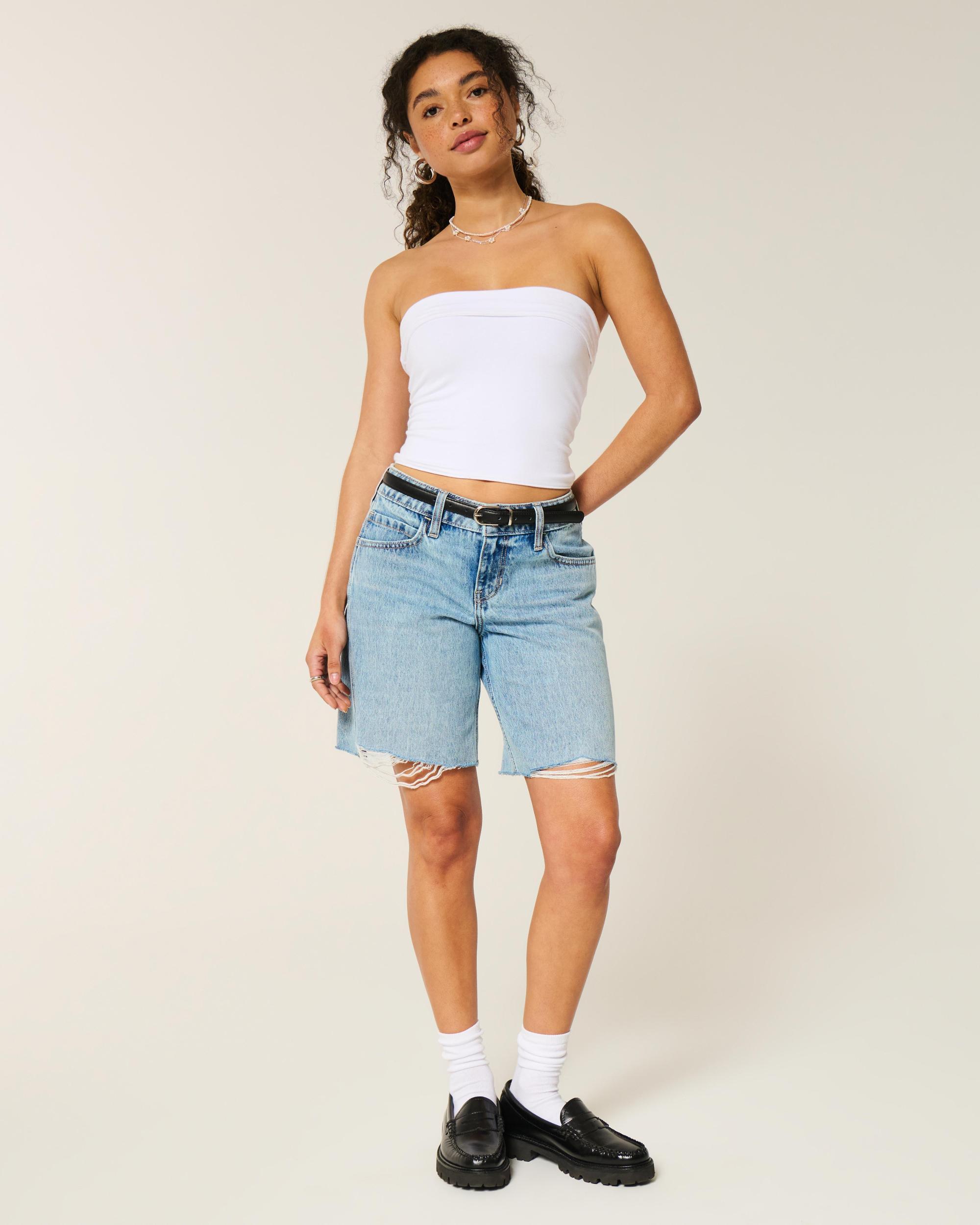 Low-Rise Washed Black Baggy Jort Product Image