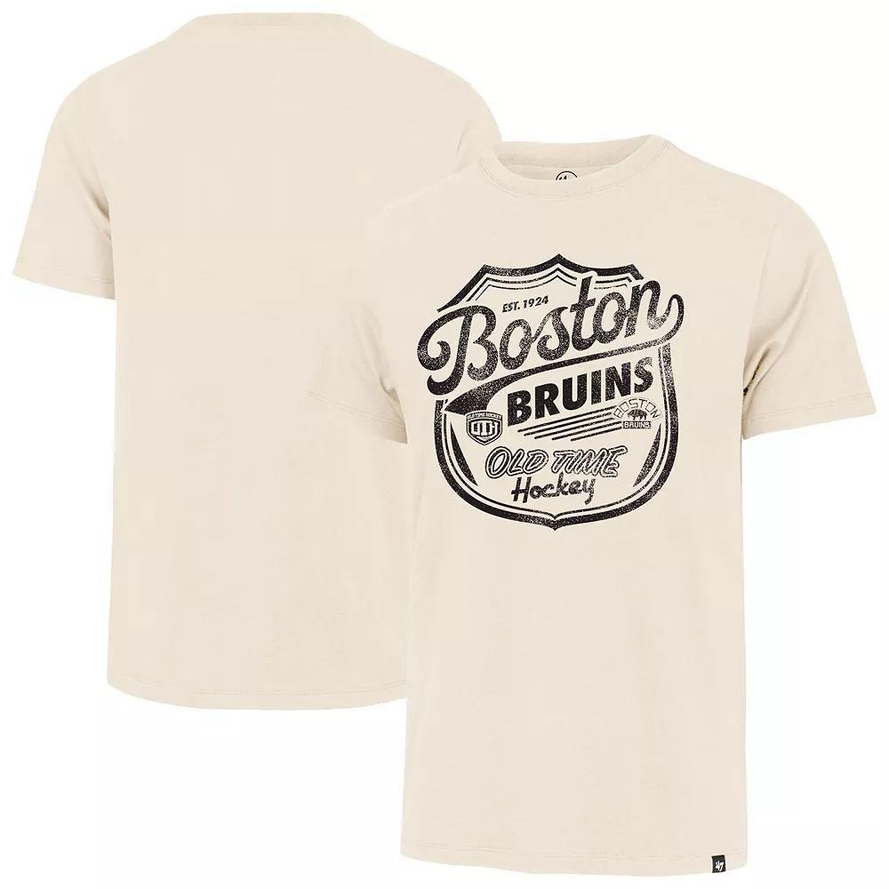 Men's '47  Cream Boston Bruins Poke Check Franklin T-Shirt, Size: Small, Beige Product Image