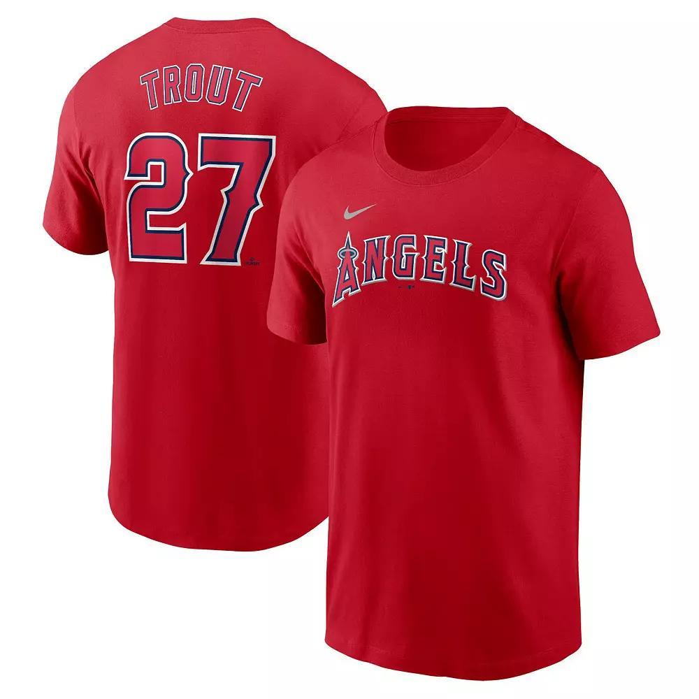 Men's Nike Mike Trout Red Los Angeles Angels Fuse Name & Number T-Shirt, Size: Small Product Image