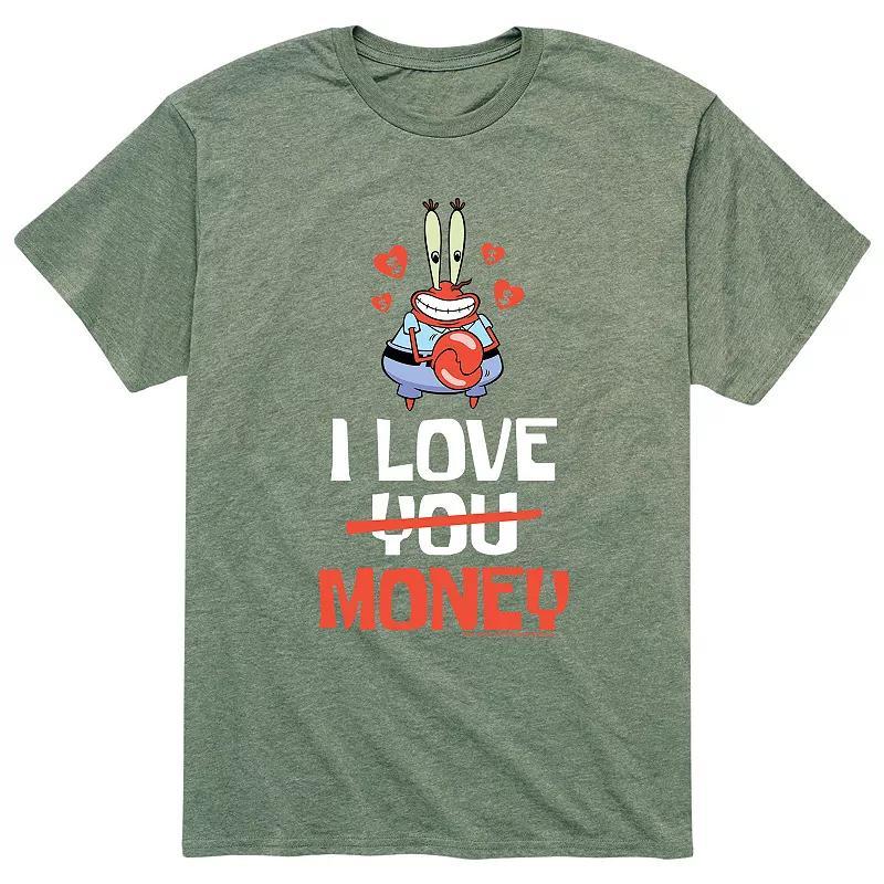 Mens SpongeBob Mr. Krabs I Love Money Tee Grey Product Image