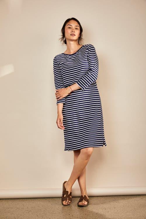 The Bshirt Womens 3/4 Sleeve Nursing Dress in Navy/white Stripe at Nordstrom, Size Small Product Image