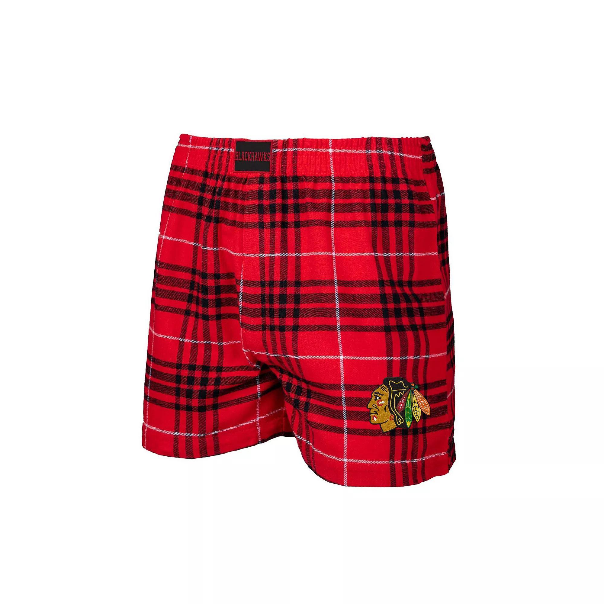 Men's Concepts Sport Red/Black Chicago Blackhawks Concord Flannel Boxers, Size: XL Product Image