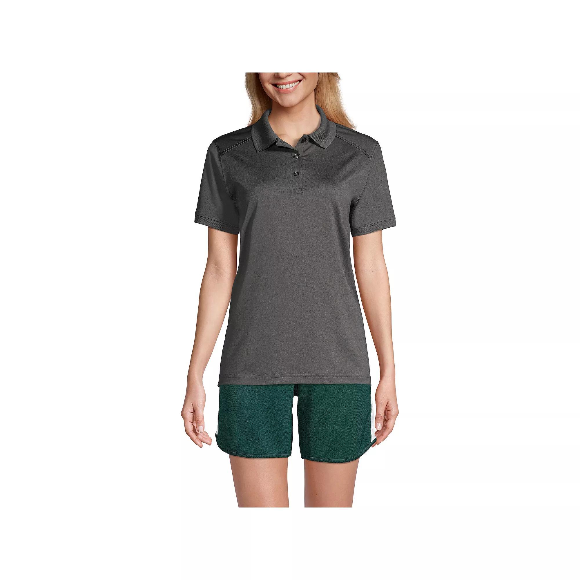 Women's Lands' End Short Sleeve Rapid Dry Polo Shirt, Size: Large, Blue Product Image