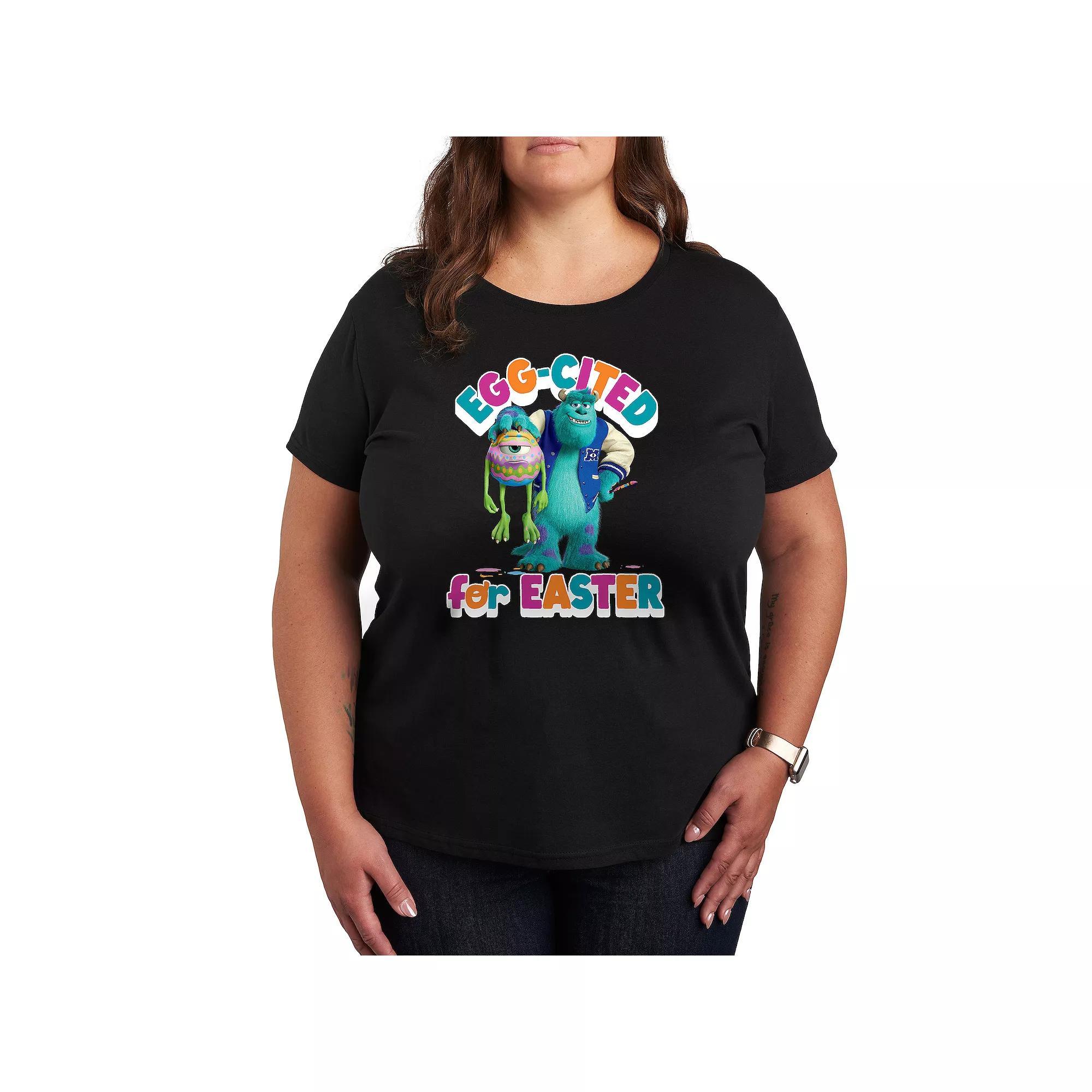 Disney / Pixars Monsters, Inc. Plus Egg-Cited For Easter Graphic Tee, Womens Grey Blue Product Image