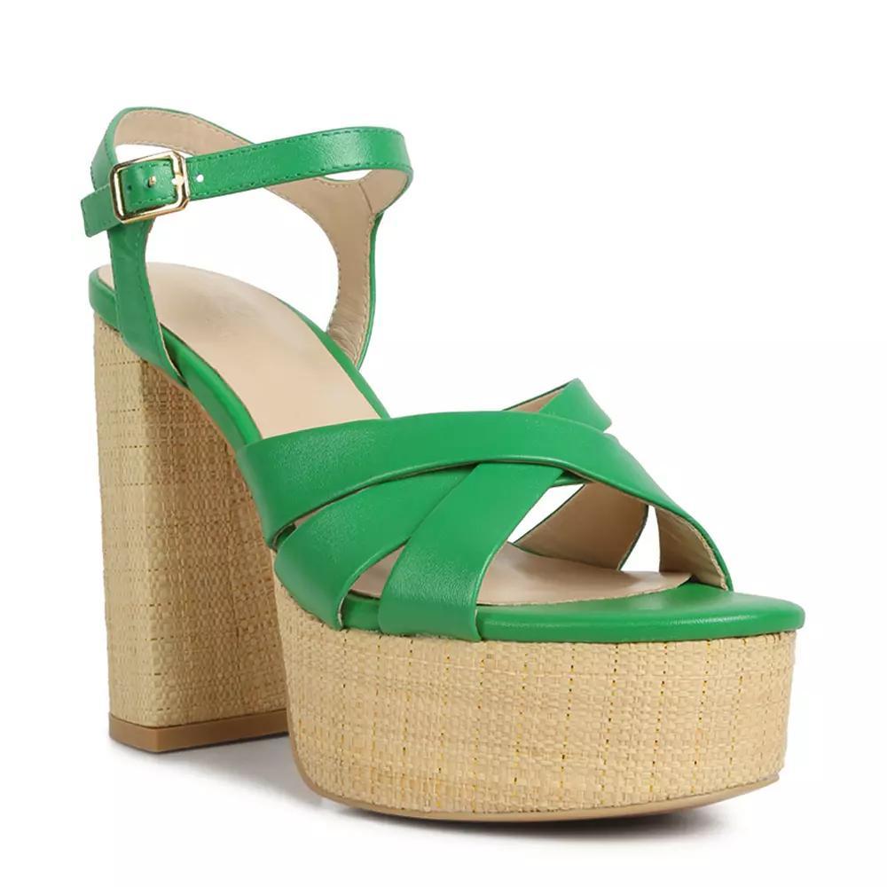 Rag & Co De-Vil Women's Leather Block Heel Dress Sandals, Size: 9, Green Product Image