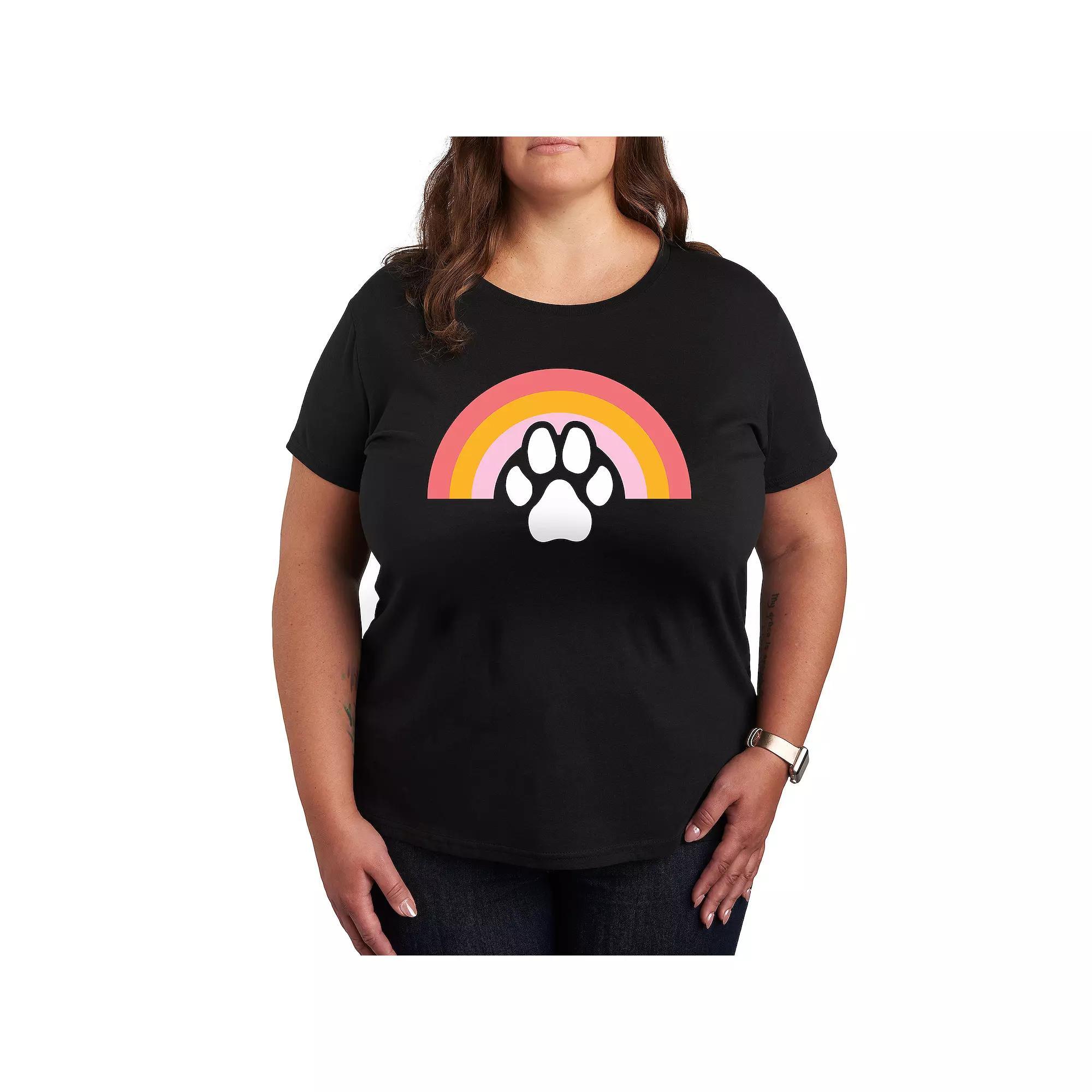 Plus Dog Paw Rainbow Graphic Tee, Womens Product Image