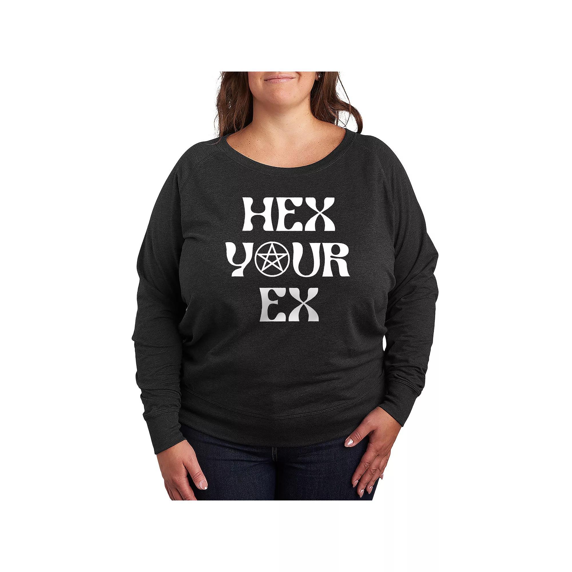 Plus Size Hex Your Ex French Terry Long Sleeve Tee, Womens Heather Grey Product Image