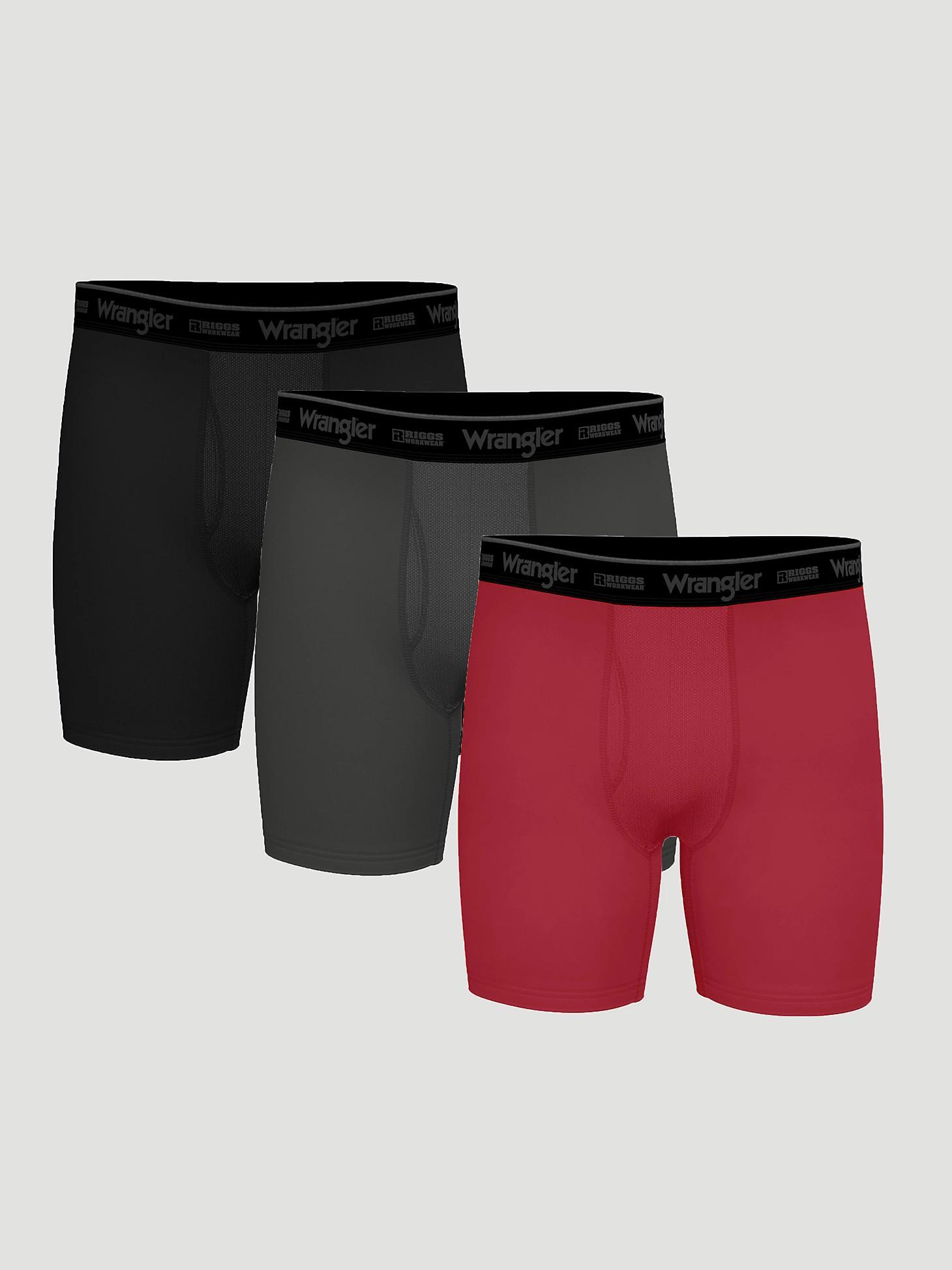 Men's RIGGS Cooling Boxer Brief (3-Pack) in Black/Charcoal/Red Product Image